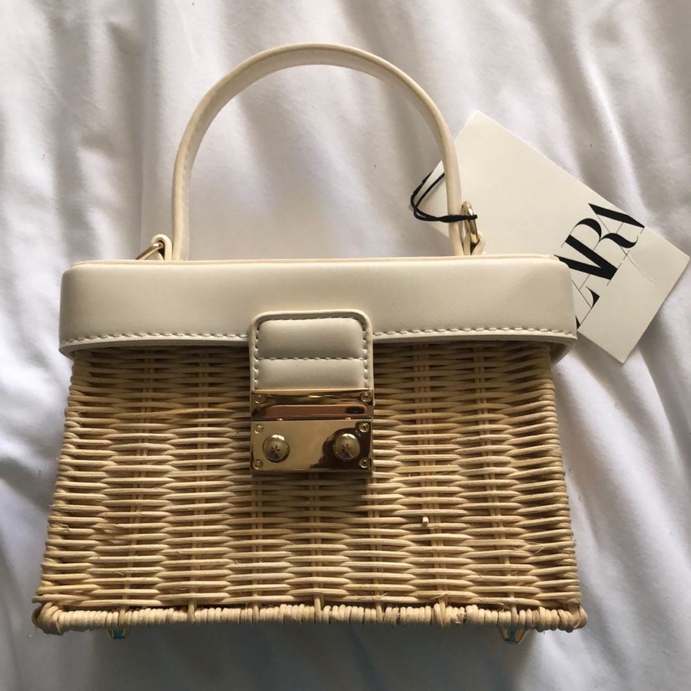 Zara rattan mini box bag